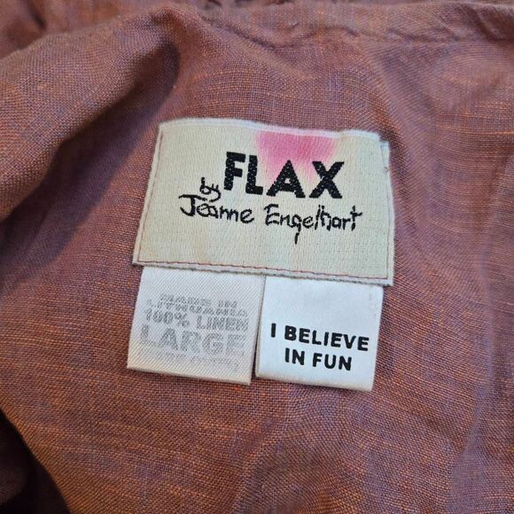 Vintage Flax 100% Linen Jumpsuit Size Large Wide Leg Oversized - Picture 4 of 4